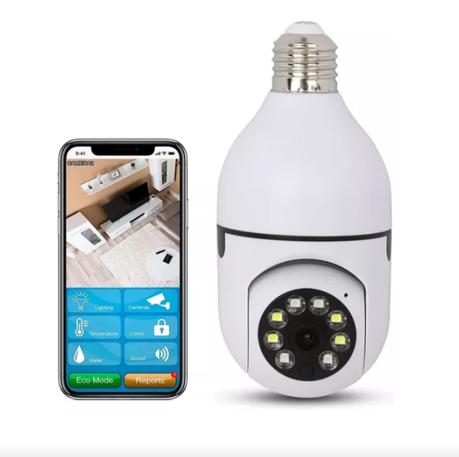 Cámara de Seguridad WiFi 360° HD — Ampolleta Espía con Visión Nocturna