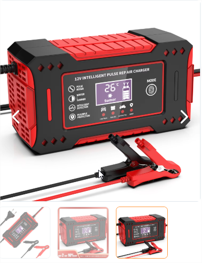 Cargador Inteligente de Batería 12V 6A — Carga + Reparación con Pantalla LCD