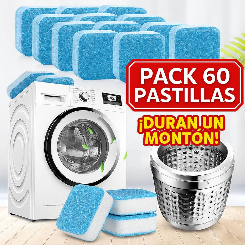 Pack 60 Pastillas Limpia Lavadora — Elimina Olores y Suciedad